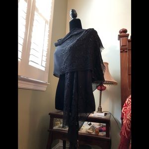 Black Bugle Bead Shawl